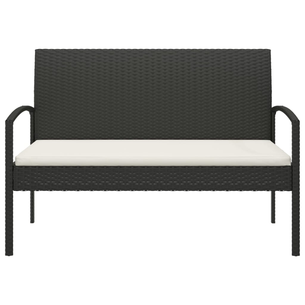 Tuinbank met kussen 105 cm poly rattan zwart is nu te koop bij PeponiXL, paradijselijk wonen!