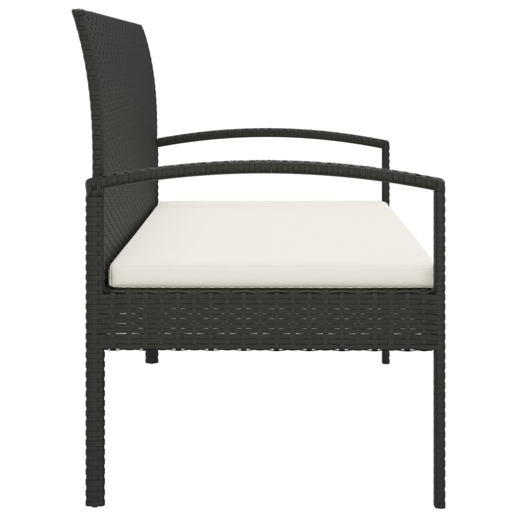 Tuinbank met kussen 105 cm poly rattan zwart is nu te koop bij PeponiXL, paradijselijk wonen!