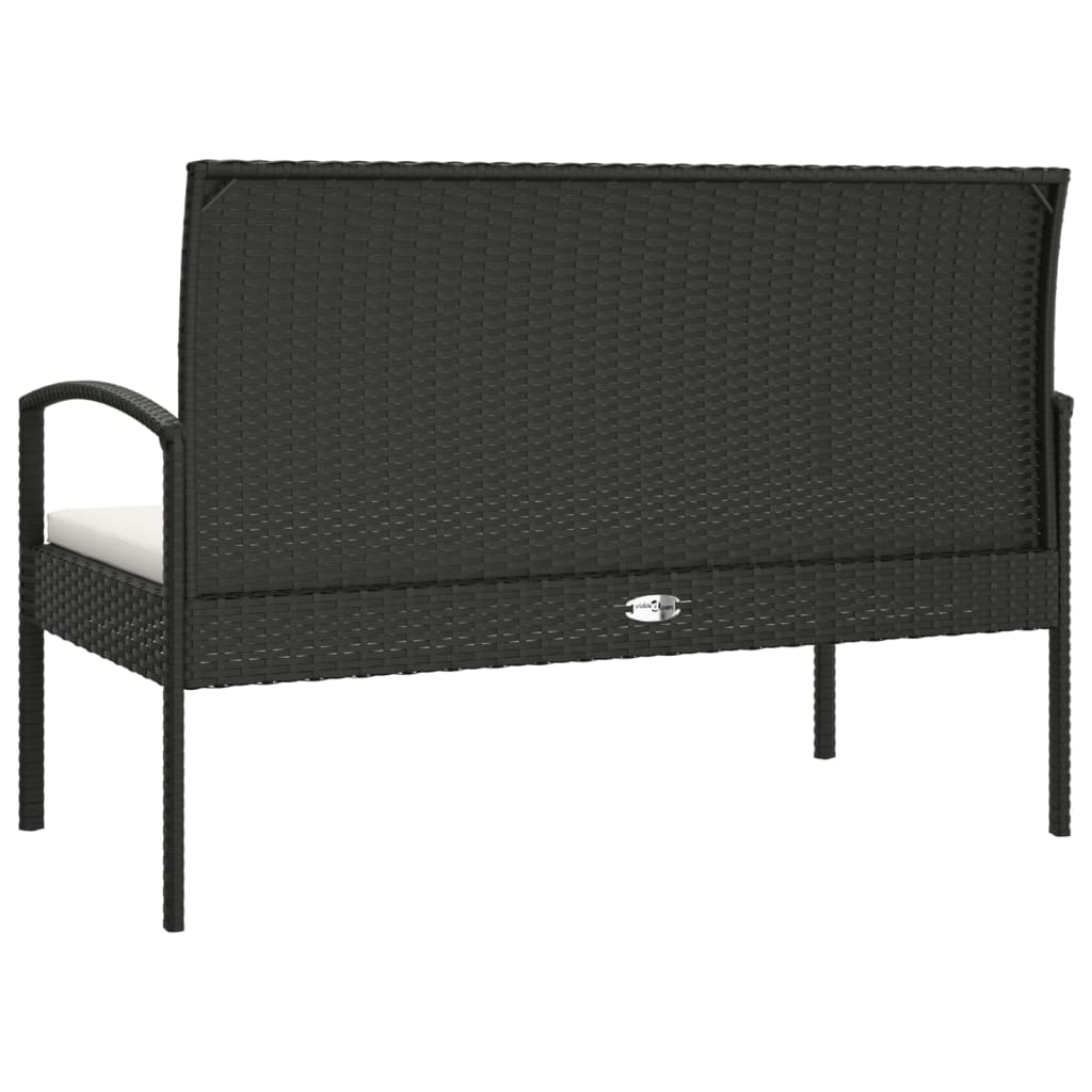 Tuinbank met kussen 105 cm poly rattan zwart is nu te koop bij PeponiXL, paradijselijk wonen!