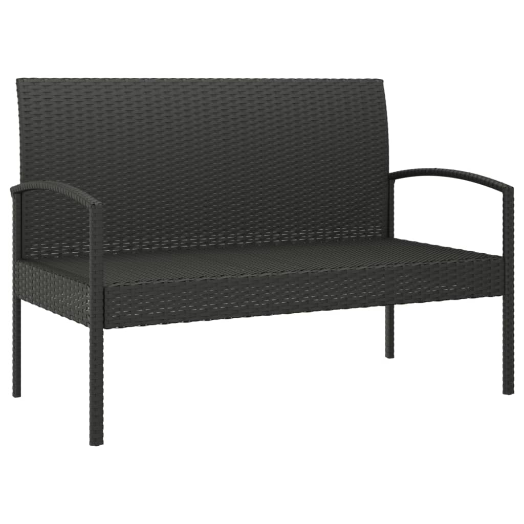 Tuinbank met kussen 105 cm poly rattan zwart is nu te koop bij PeponiXL, paradijselijk wonen!