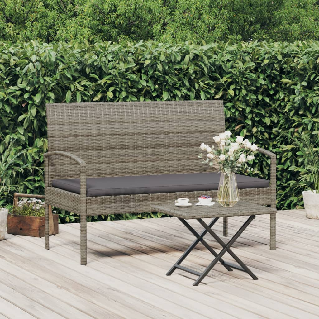 Tuinbank met kussen 105 cm poly rattan grijs is nu te koop bij PeponiXL, paradijselijk wonen!