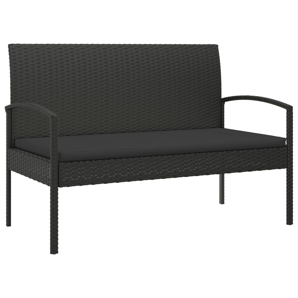 Tuinbank met kussen 105 cm poly rattan zwart is nu te koop bij PeponiXL, paradijselijk wonen!
