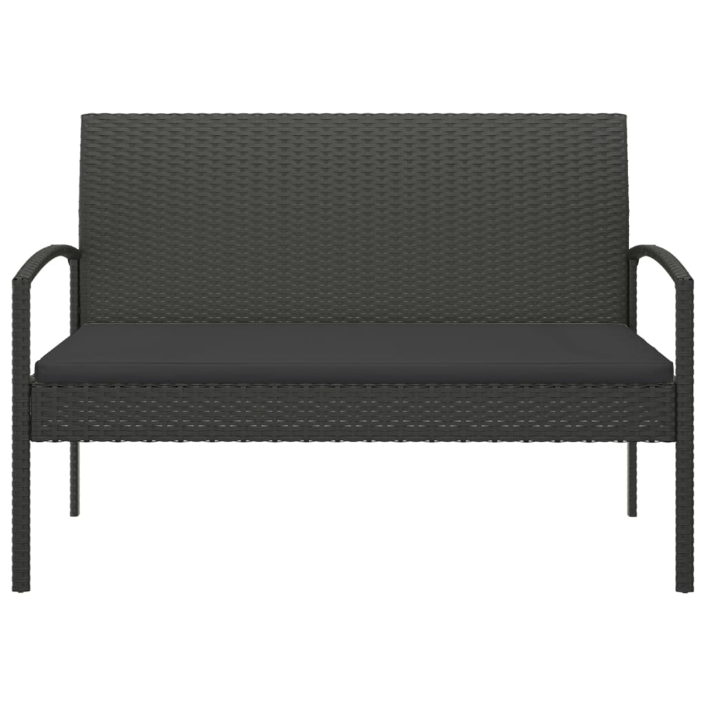Tuinbank met kussen 105 cm poly rattan zwart is nu te koop bij PeponiXL, paradijselijk wonen!