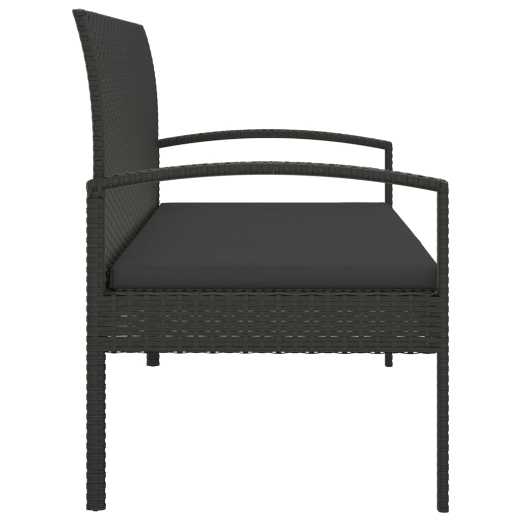 Tuinbank met kussen 105 cm poly rattan zwart is nu te koop bij PeponiXL, paradijselijk wonen!