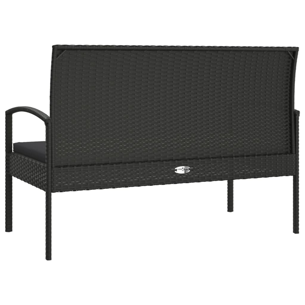 Tuinbank met kussen 105 cm poly rattan zwart is nu te koop bij PeponiXL, paradijselijk wonen!