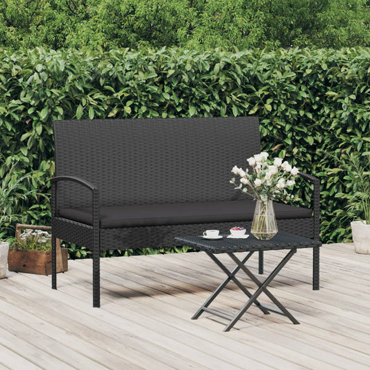 Tuinbank met kussen 105 cm poly rattan zwart is nu te koop bij PeponiXL, paradijselijk wonen!