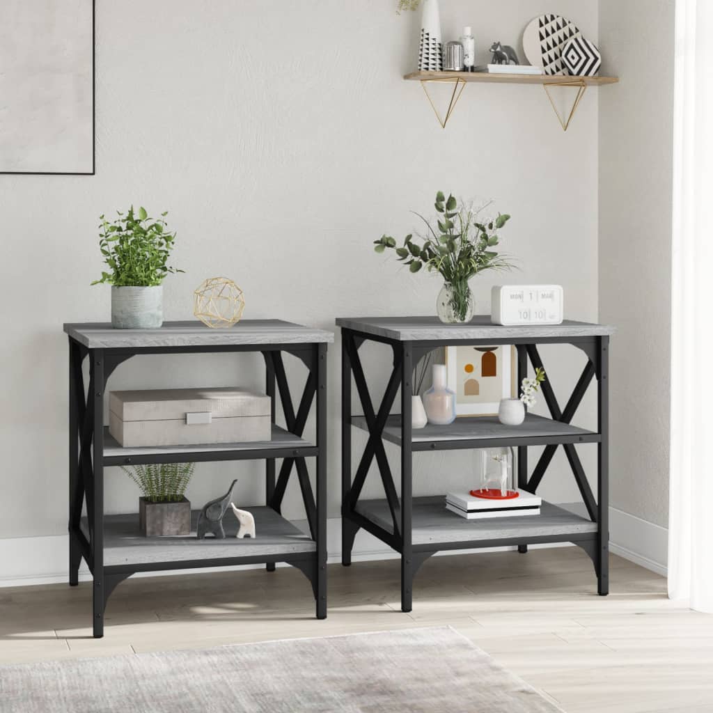 Bijzettafels 2 st 40x42x50 cm bewerkt hout grijs sonoma eiken is nu te koop bij PeponiXL, paradijselijk wonen!