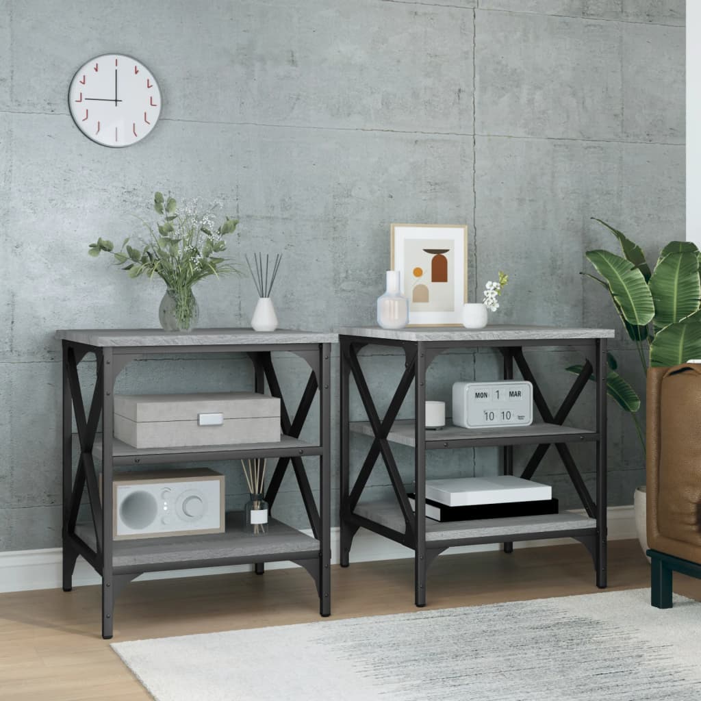 Bijzettafels 2 st 40x42x50 cm bewerkt hout grijs sonoma eiken is nu te koop bij PeponiXL, paradijselijk wonen!