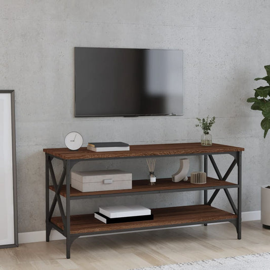 Tv-meubel 100x40x50 cm bewerkt hout bruin eikenkleur is nu te koop bij PeponiXL, paradijselijk wonen!