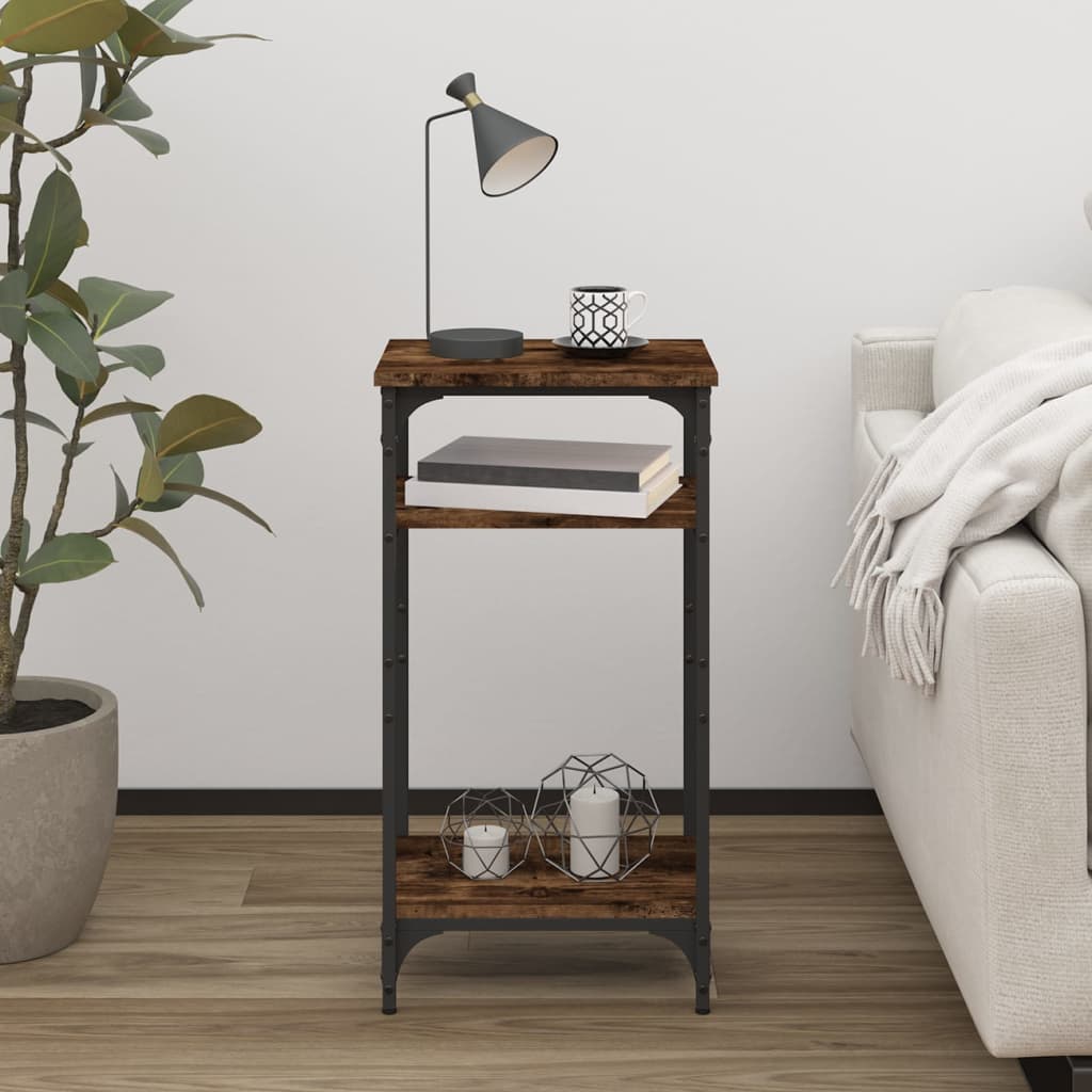 Bijzettafel 40x30x75 cm bewerkt hout gerookt eikenkleurig is nu te koop bij PeponiXL, paradijselijk wonen!