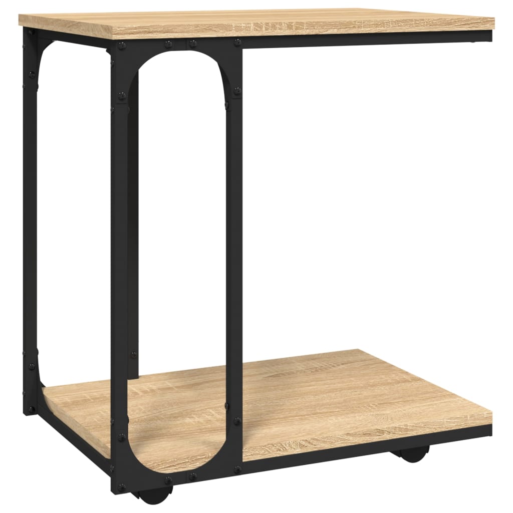 Bijzettafel met wieltjes 50x35x55,5 cm hout sonoma eikenkleurig is nu te koop bij PeponiXL, paradijselijk wonen!
