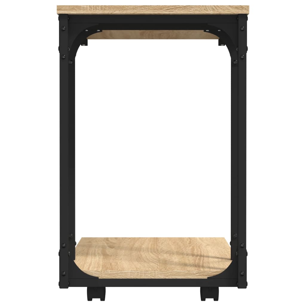 Bijzettafel met wieltjes 50x35x55,5 cm hout sonoma eikenkleurig is nu te koop bij PeponiXL, paradijselijk wonen!