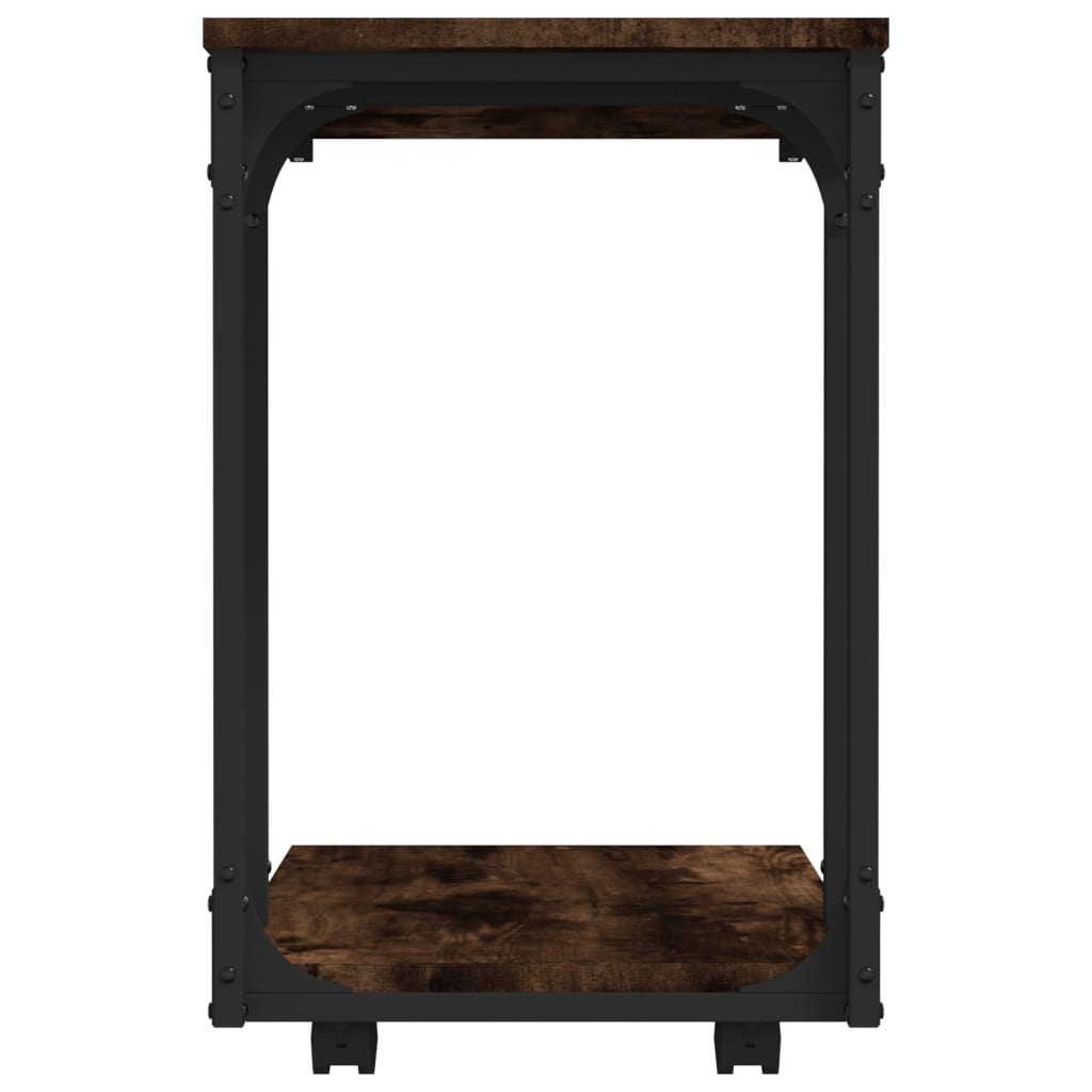 Bijzettafel met wieltjes 50x35x55,5 cm hout gerookt eikenkleur is nu te koop bij PeponiXL, paradijselijk wonen!