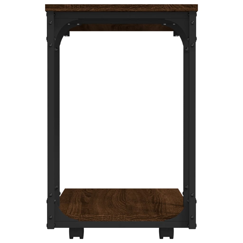 Bijzettafel met wieltjes 50x35x55,5 cm hout bruin eikenkleur is nu te koop bij PeponiXL, paradijselijk wonen!