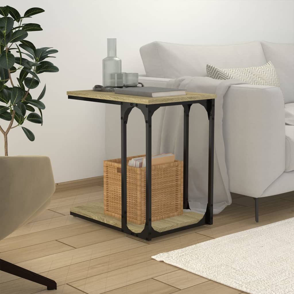 Bijzettafel 50x35x52 cm bewerkt hout sonoma eikenkleurig is nu te koop bij PeponiXL, paradijselijk wonen!