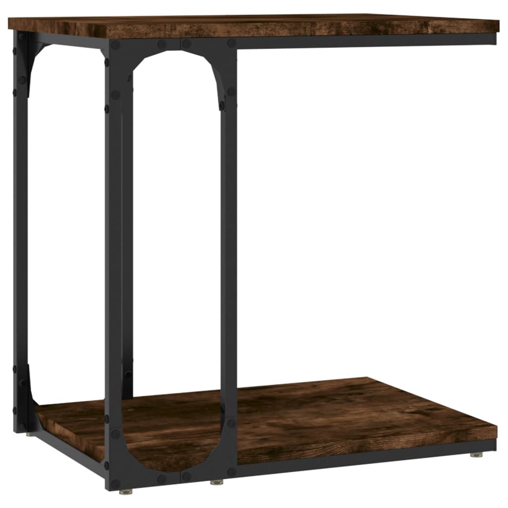 Bijzettafel 50x35x52 cm bewerkt hout gerookt eikenkleurig is nu te koop bij PeponiXL, paradijselijk wonen!