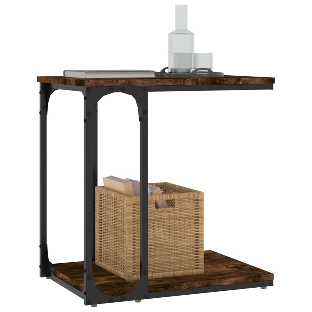 Bijzettafel 50x35x52 cm bewerkt hout gerookt eikenkleurig is nu te koop bij PeponiXL, paradijselijk wonen!