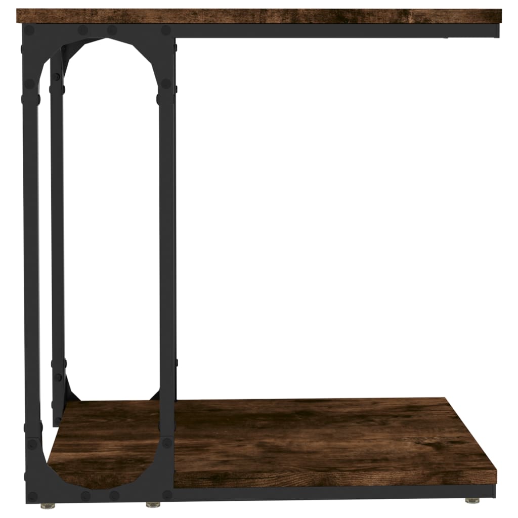 Bijzettafel 50x35x52 cm bewerkt hout gerookt eikenkleurig is nu te koop bij PeponiXL, paradijselijk wonen!