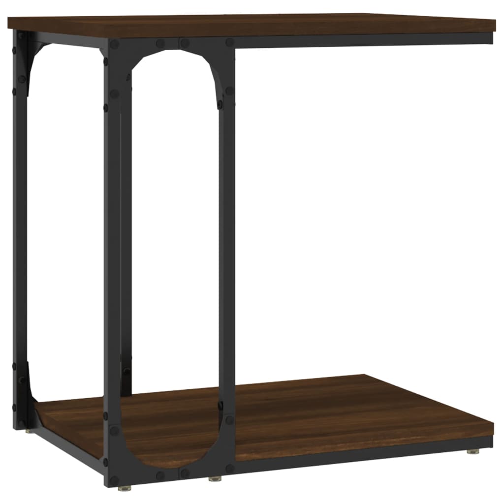 Bijzettafel 50x35x52 cm bewerkt hout bruin eikenkleur is nu te koop bij PeponiXL, paradijselijk wonen!