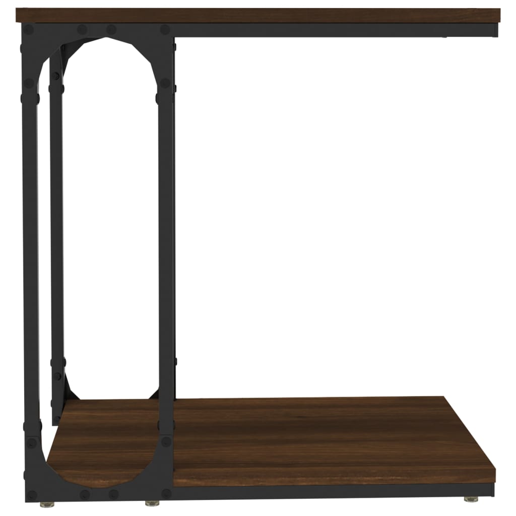 Bijzettafel 50x35x52 cm bewerkt hout bruin eikenkleur is nu te koop bij PeponiXL, paradijselijk wonen!