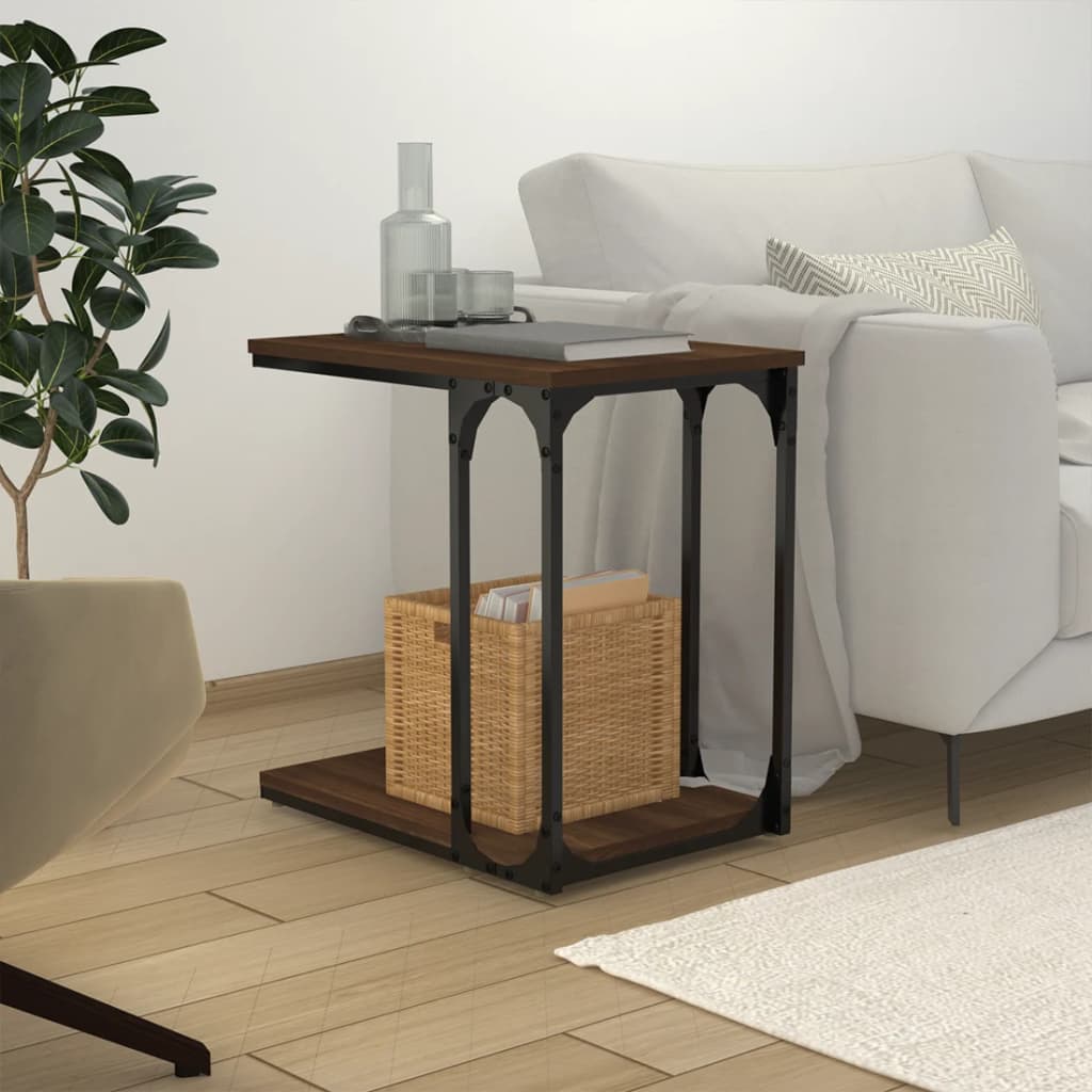 Bijzettafel 50x35x52 cm bewerkt hout bruin eikenkleur is nu te koop bij PeponiXL, paradijselijk wonen!