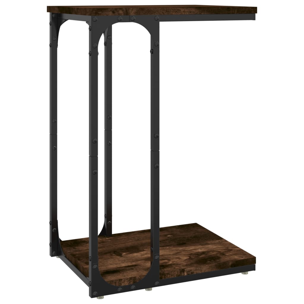 Bijzettafel 40x30x60 cm bewerkt hout gerookt eikenkleurig is nu te koop bij PeponiXL, paradijselijk wonen!
