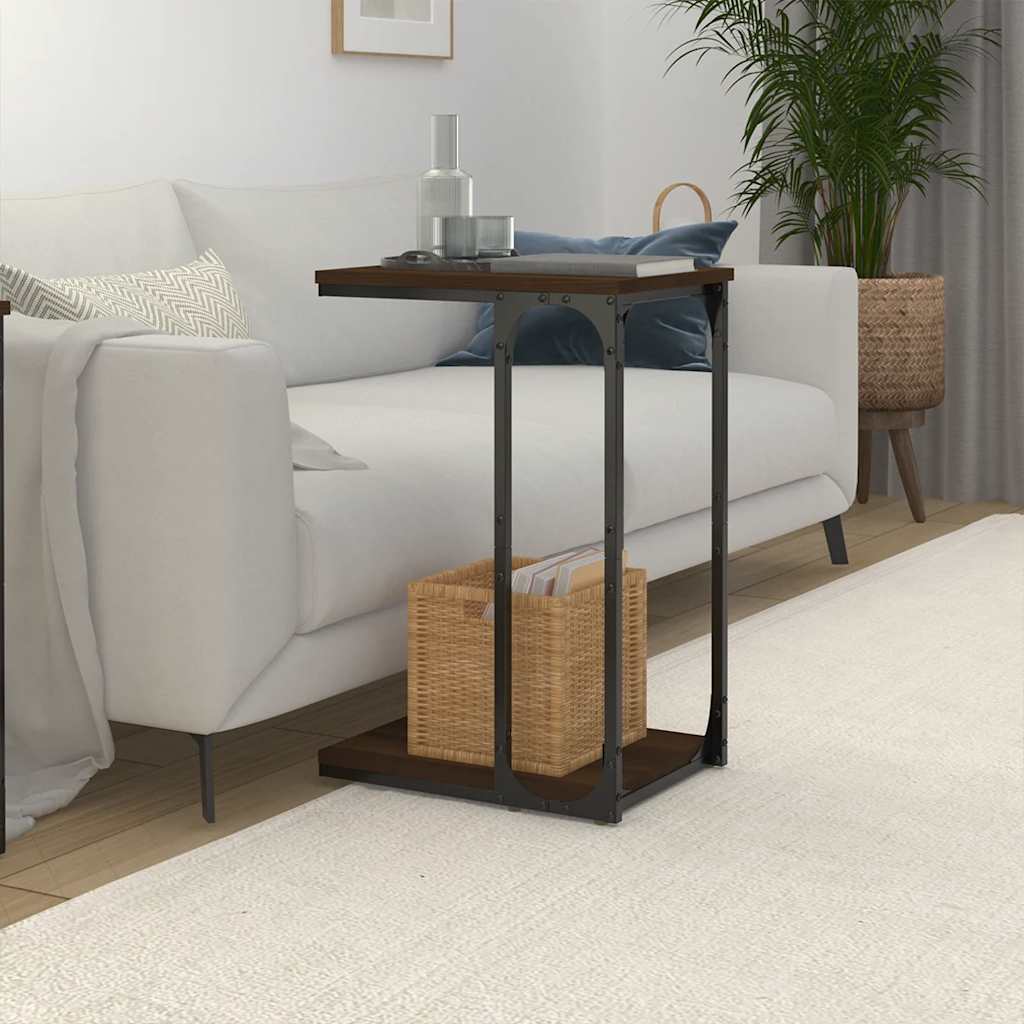 Bijzettafel 40x30x60 cm bewerkt hout bruin eikenkleur is nu te koop bij PeponiXL, paradijselijk wonen!