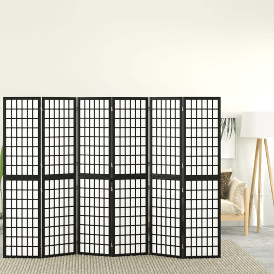 Kamerscherm inklapbaar 6 panelen Japanse stijl 240x170 cm zwart is nu te koop bij PeponiXL, paradijselijk wonen!