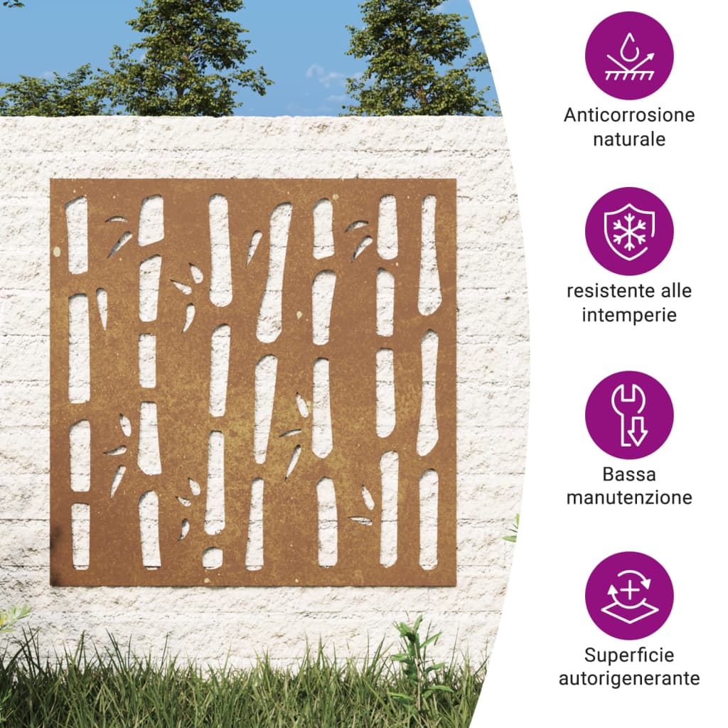Wanddecoratie tuin bamboe-ontwerp 55x55 cm cortenstaal is nu te koop bij PeponiXL, paradijselijk wonen!