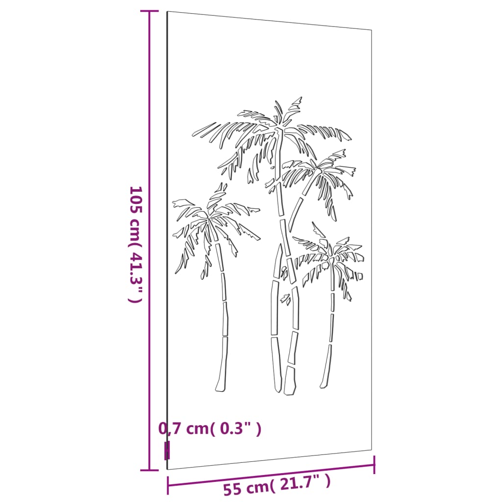 Wanddecoratie tuin palmboomontwerp 105x55 cm cortenstaal is nu te koop bij PeponiXL, paradijselijk wonen!