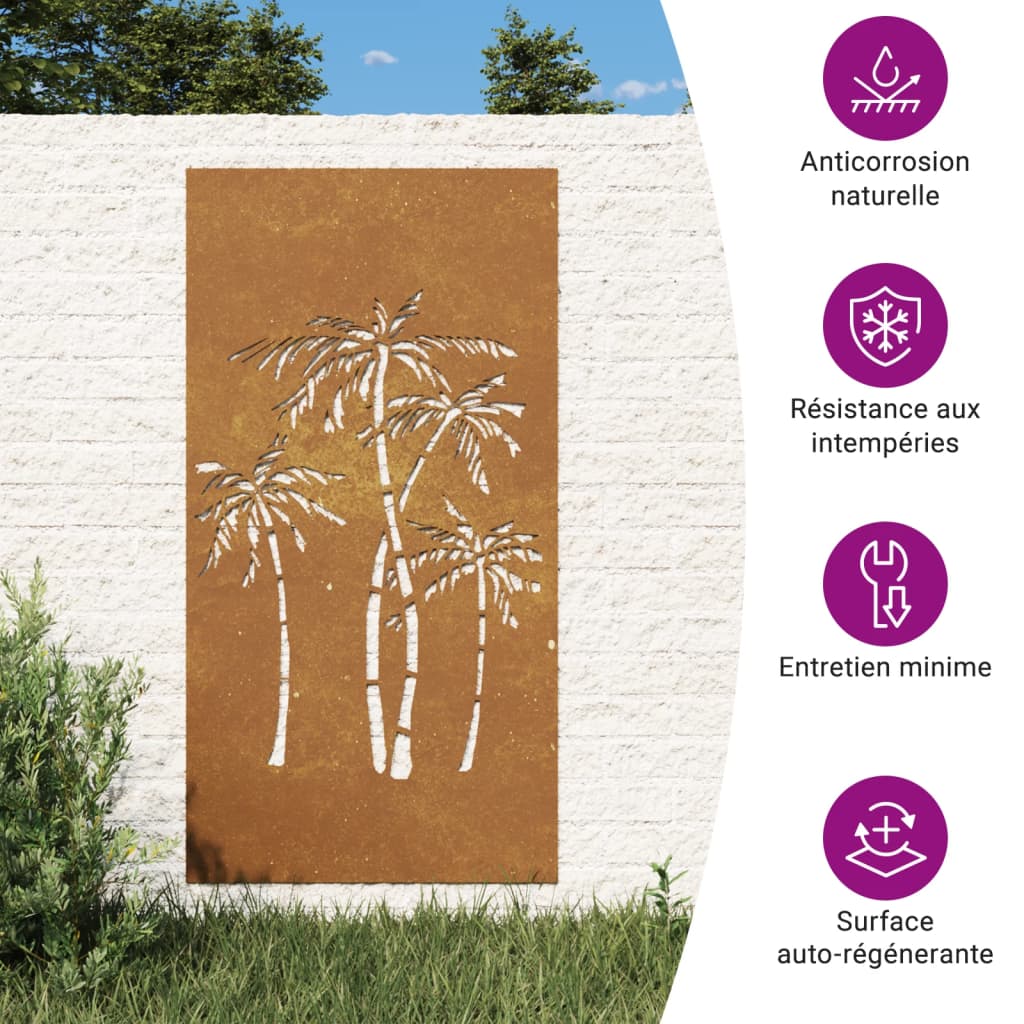 Wanddecoratie tuin palmboomontwerp 105x55 cm cortenstaal is nu te koop bij PeponiXL, paradijselijk wonen!