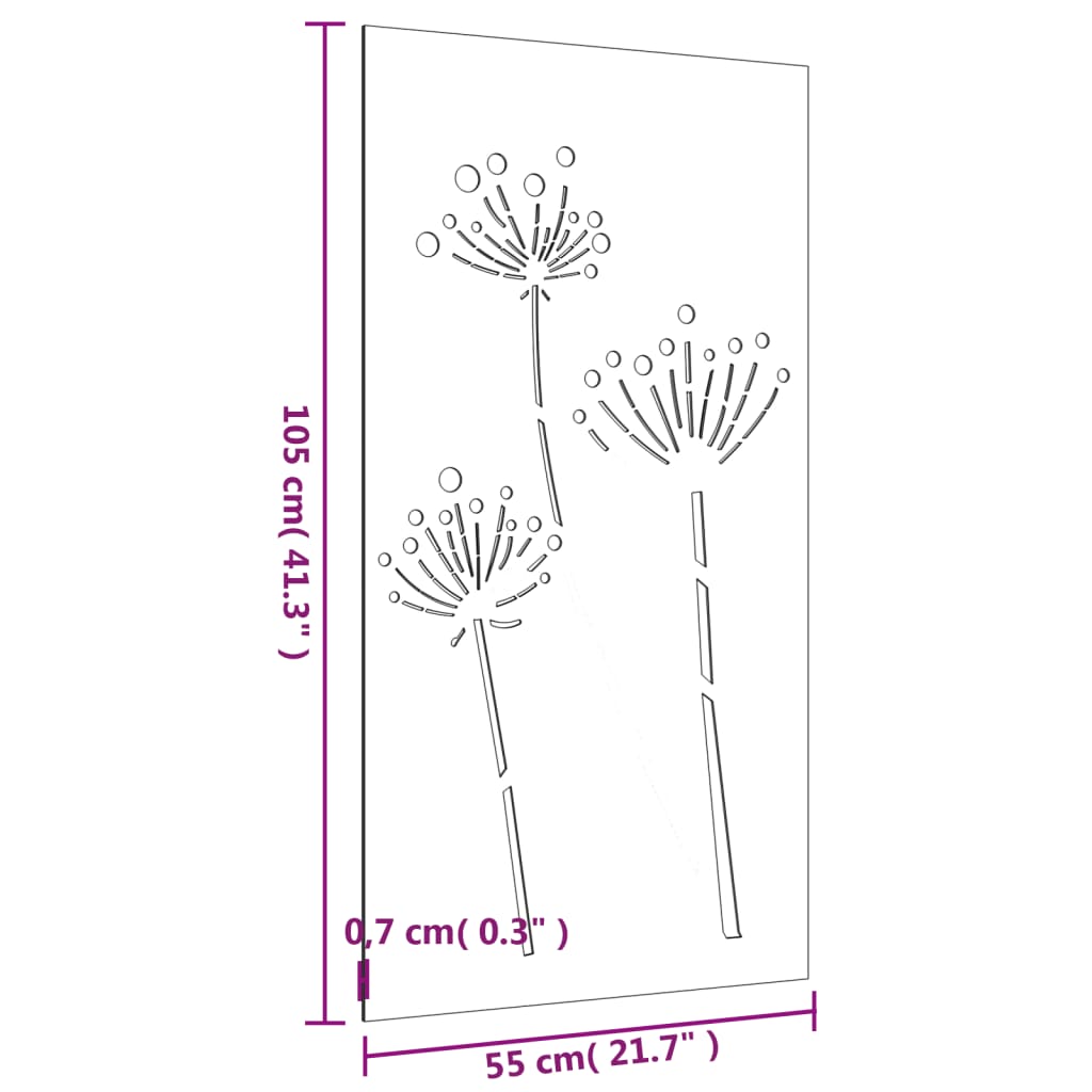 Wanddecoratie tuin bloemenontwerp 105x55 cm cortenstaal is nu te koop bij PeponiXL, paradijselijk wonen!