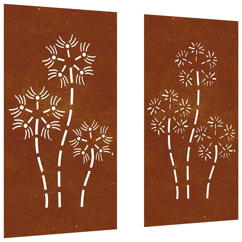 Wanddecoratie tuin 2 st bloemenontwerp 105x55 cm cortenstaal is nu te koop bij PeponiXL, paradijselijk wonen!