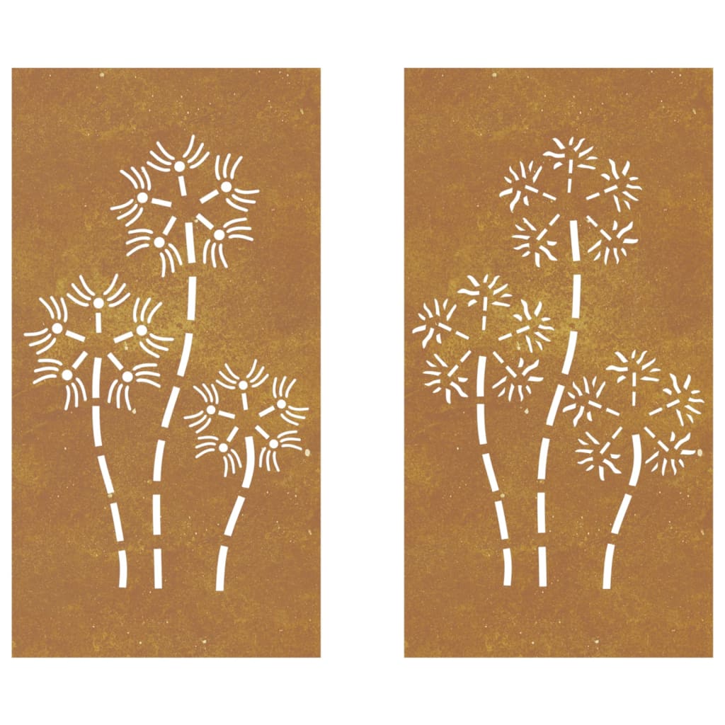 Wanddecoratie tuin 2 st bloemenontwerp 105x55 cm cortenstaal is nu te koop bij PeponiXL, paradijselijk wonen!