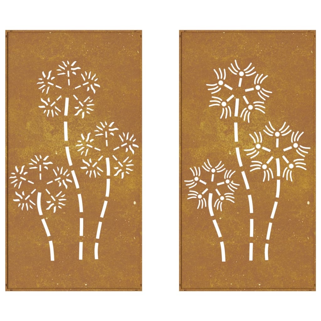 Wanddecoratie tuin 2 st bloemenontwerp 105x55 cm cortenstaal is nu te koop bij PeponiXL, paradijselijk wonen!