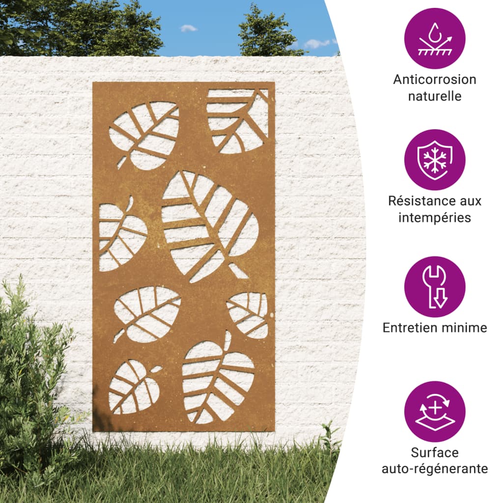 Wanddecoratie tuin bladontwerp 105x55 cm cortenstaal is nu te koop bij PeponiXL, paradijselijk wonen!