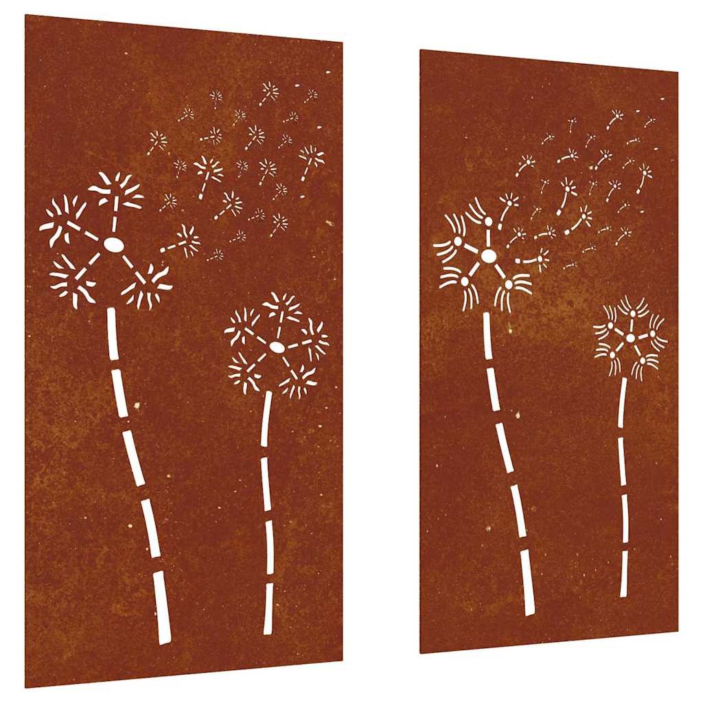 Wanddecoratie tuin 2 st bloemenontwerp 105x55 cm cortenstaal is nu te koop bij PeponiXL, paradijselijk wonen!