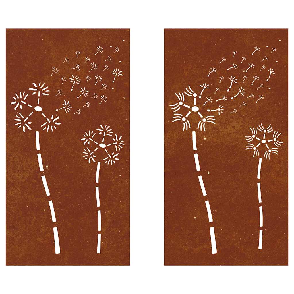 Wanddecoratie tuin 2 st bloemenontwerp 105x55 cm cortenstaal is nu te koop bij PeponiXL, paradijselijk wonen!
