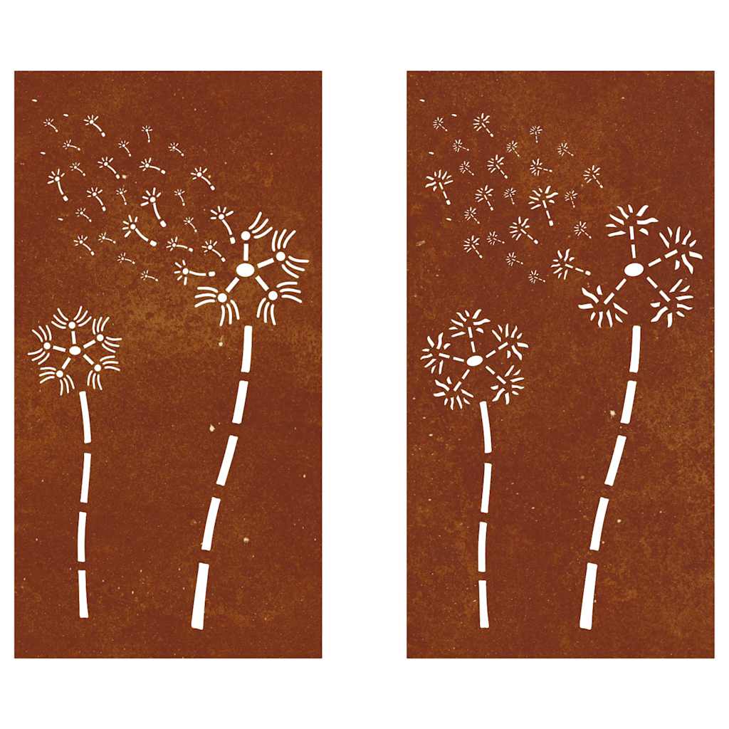 Wanddecoratie tuin 2 st bloemenontwerp 105x55 cm cortenstaal is nu te koop bij PeponiXL, paradijselijk wonen!