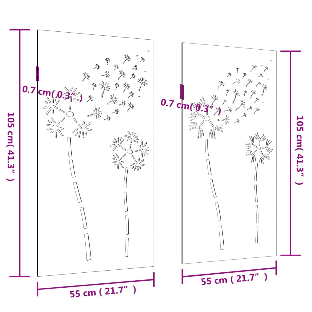 Wanddecoratie tuin 2 st bloemenontwerp 105x55 cm cortenstaal is nu te koop bij PeponiXL, paradijselijk wonen!