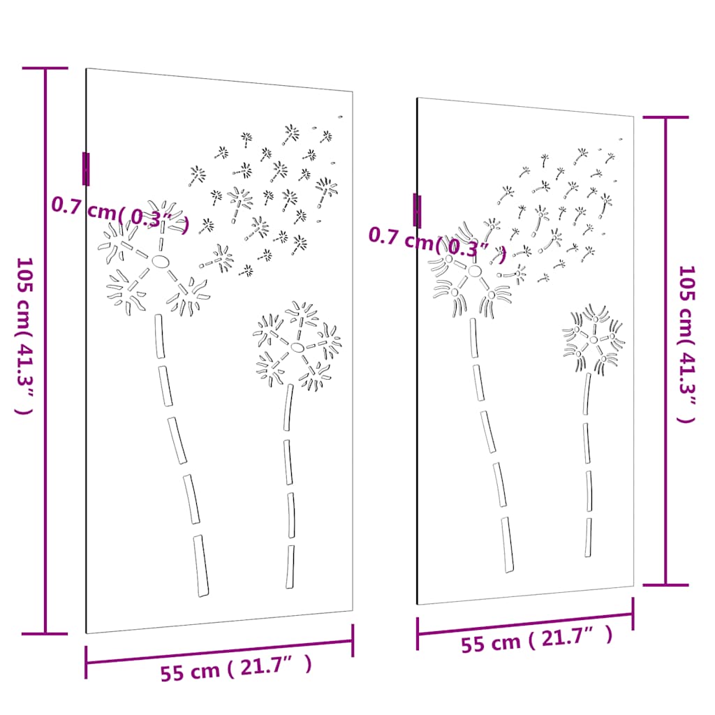 Wanddecoratie tuin 2 st bloemenontwerp 105x55 cm cortenstaal is nu te koop bij PeponiXL, paradijselijk wonen!