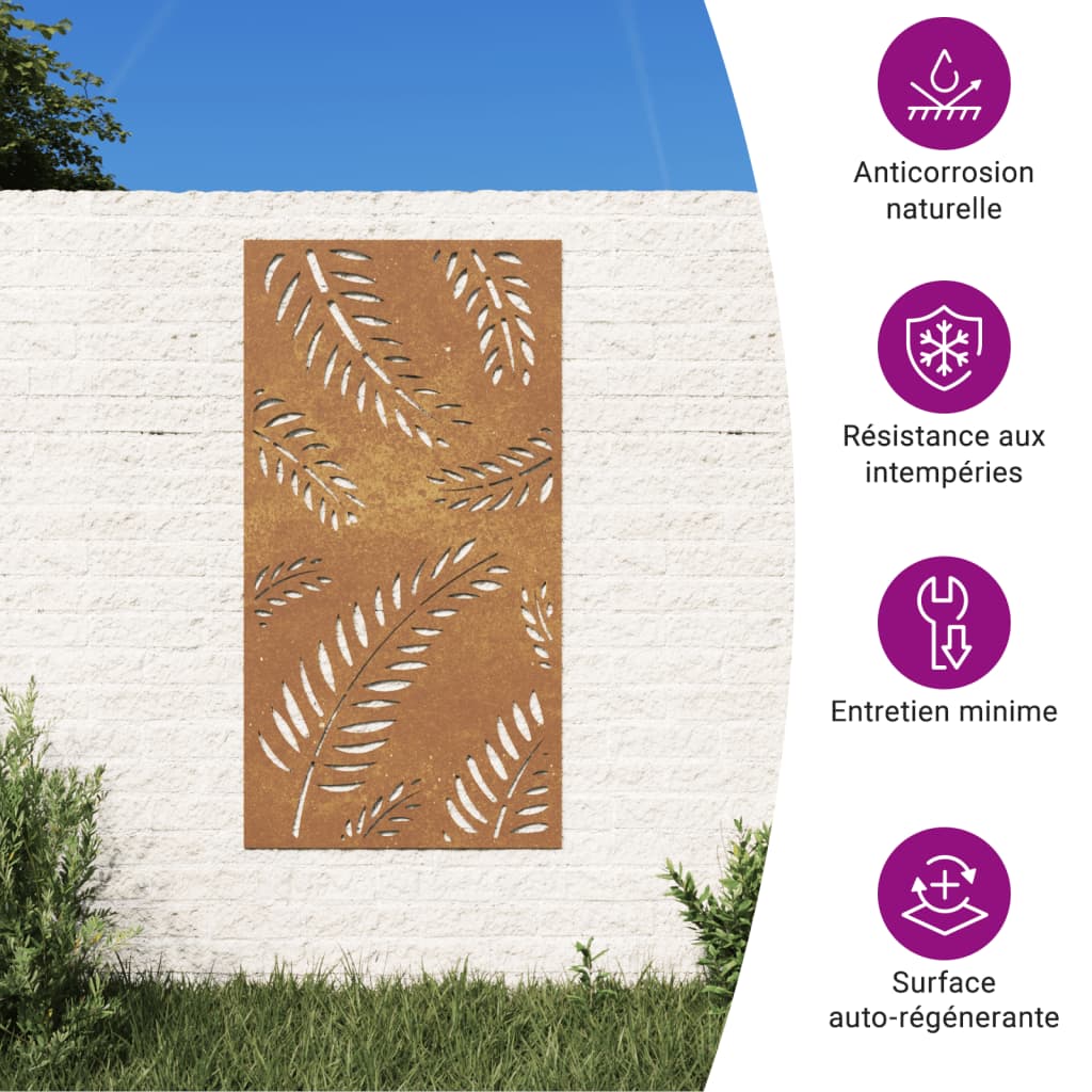 Wanddecoratie tuin bladontwerp 105x55 cm cortenstaal is nu te koop bij PeponiXL, paradijselijk wonen!
