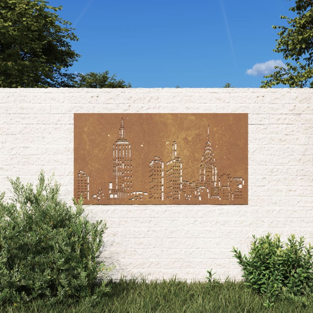 Wanddecoratie tuin skyline-ontwerp 105x55 cm cortenstaal is nu te koop bij PeponiXL, paradijselijk wonen!