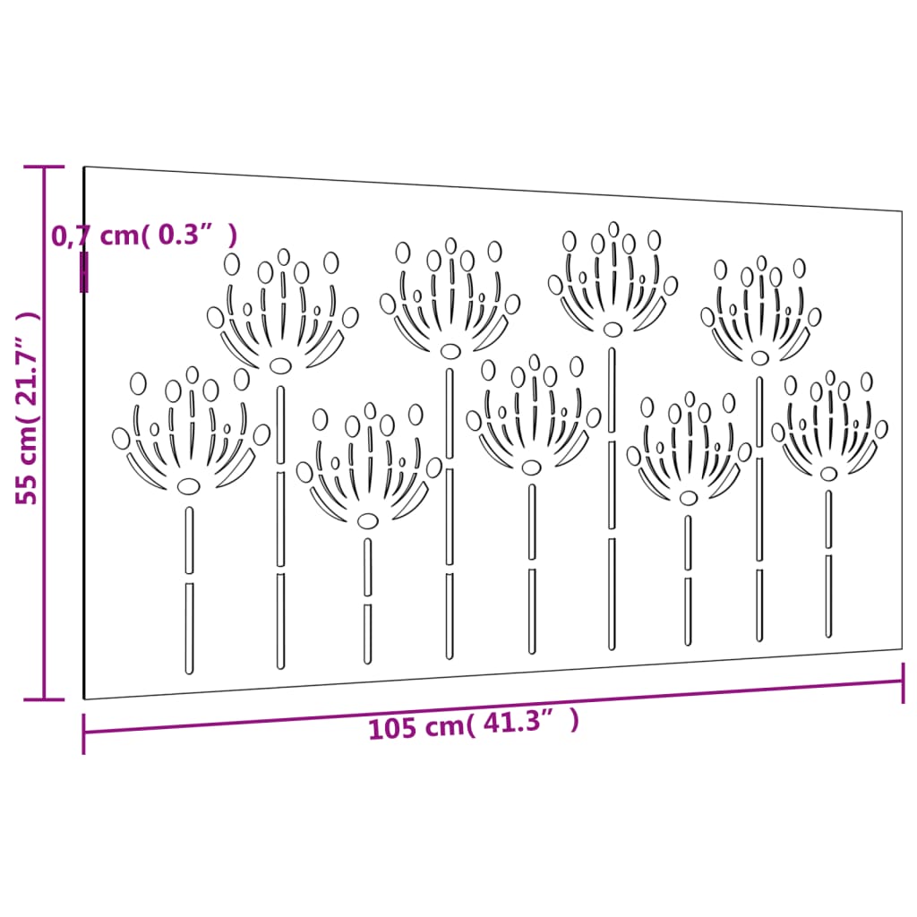 Wanddecoratie tuin bloemenontwerp 105x55 cm cortenstaal is nu te koop bij PeponiXL, paradijselijk wonen!
