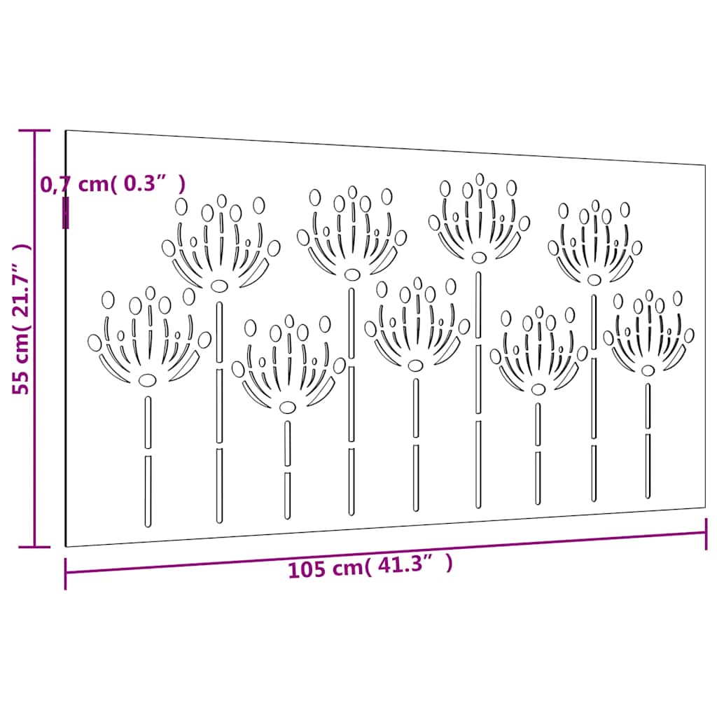 Wanddecoratie tuin bloemenontwerp 105x55 cm cortenstaal is nu te koop bij PeponiXL, paradijselijk wonen!
