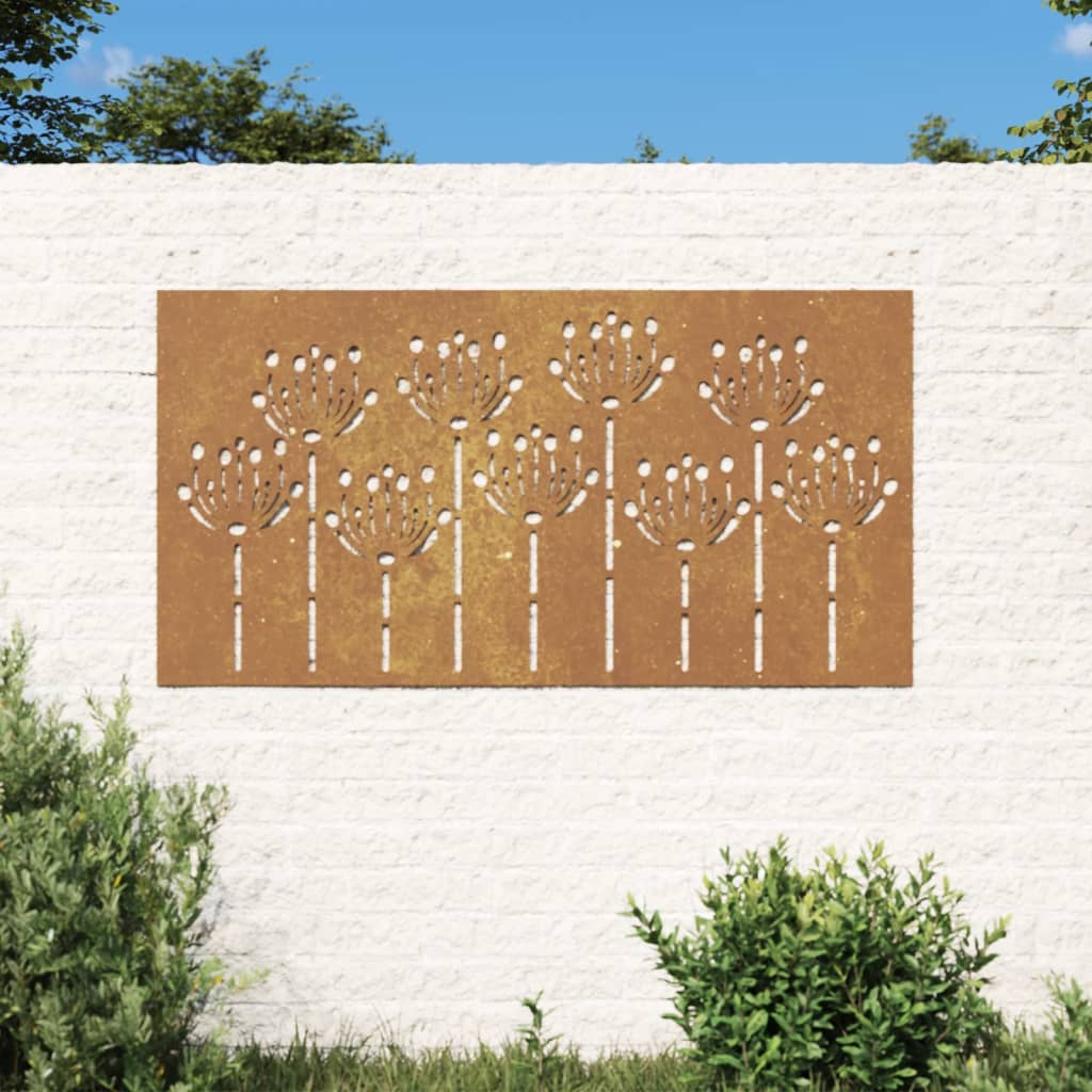 Wanddecoratie tuin bloemenontwerp 105x55 cm cortenstaal is nu te koop bij PeponiXL, paradijselijk wonen!