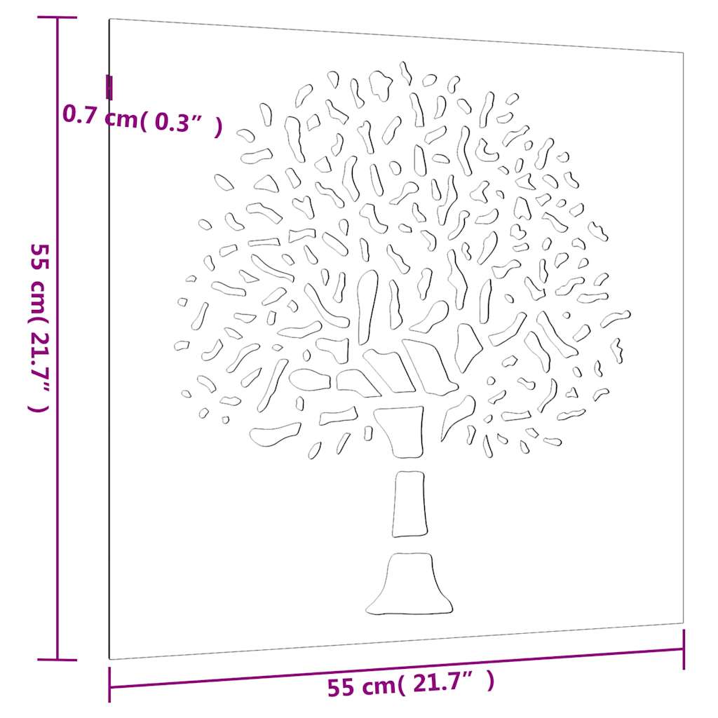 Wanddecoratie tuin boomontwerp 55x55 cm cortenstaal is nu te koop bij PeponiXL, paradijselijk wonen!