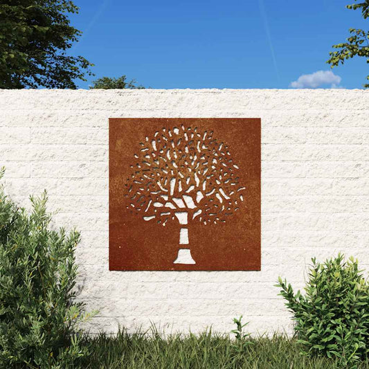 Wanddecoratie tuin boomontwerp 55x55 cm cortenstaal is nu te koop bij PeponiXL, paradijselijk wonen!