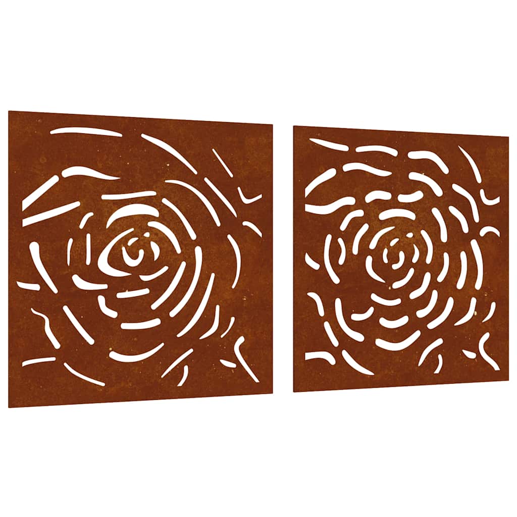 Wanddecoratie tuin 2 st rozenontwerp 55x55 cm cortenstaal is nu te koop bij PeponiXL, paradijselijk wonen!