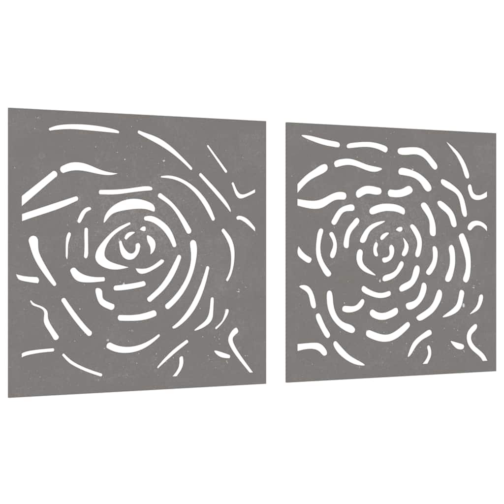 Wanddecoratie tuin 2 st rozenontwerp 55x55 cm cortenstaal is nu te koop bij PeponiXL, paradijselijk wonen!